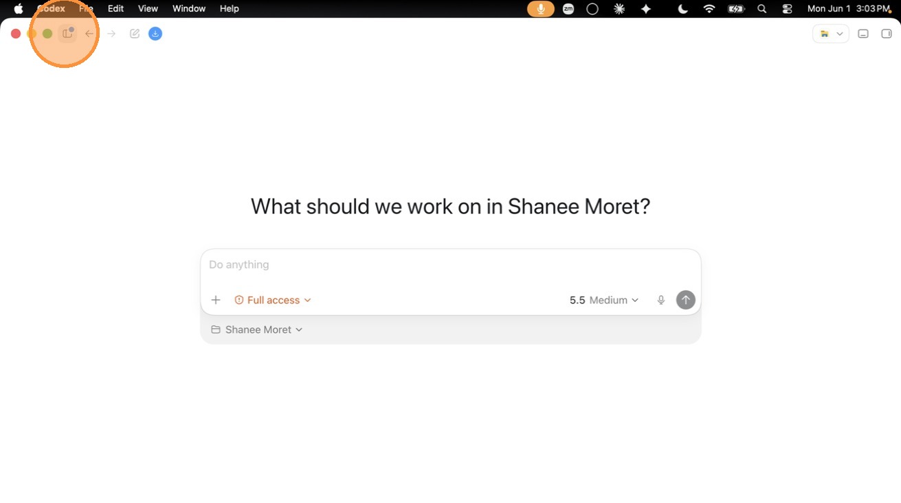 Codex desktop app open after login